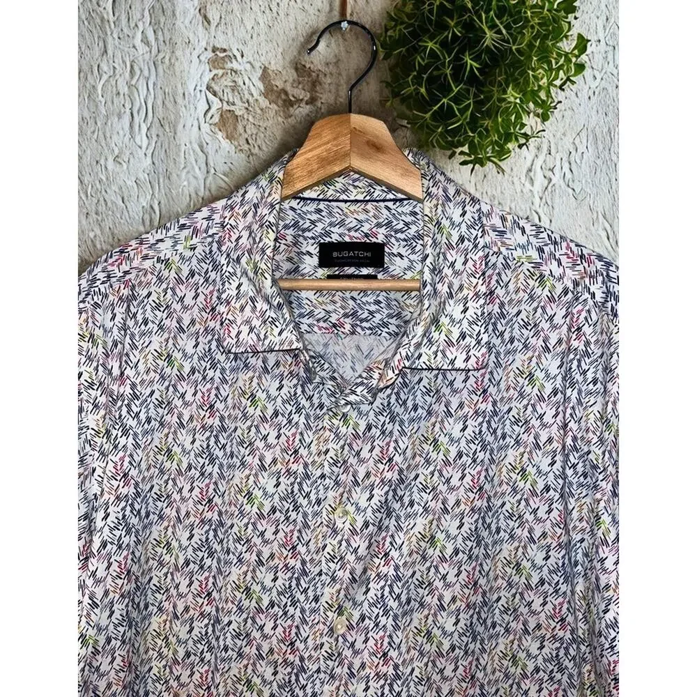 Bugatchi OoohCotton Tech Shirt 2XL 8-Way Stretch Short Sleeve Button Up NWOT - Picture 2 of 8